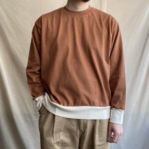 【H.UNIT】Jersey stitch wide L/S T-shirt Camel