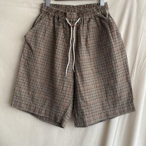 【H.UNIT】L/C Check easy shorts Beige