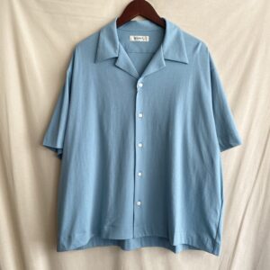 【H.UNIT】Jersey stich open collar shirt Blue gray
