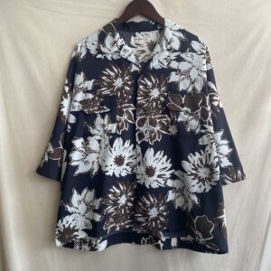 【H.UNIT】Flower print dolman S/S shirt Navy