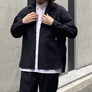 【amne】SEER SUCKER japon jacket Black
