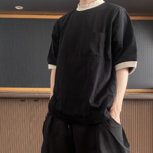 【Audience】VORTEX 8オンス 胸ポケ付 ハーフスリーブ リンガーTシャツ Super Black