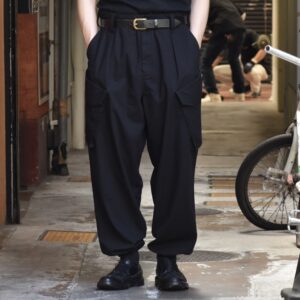 【Audience】綿麻ビンテージキャンバス ROYAL NAVY コンバットカーゴ イージーパンツ Black