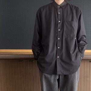 【amne】GABARDINE  classic shirts  Black