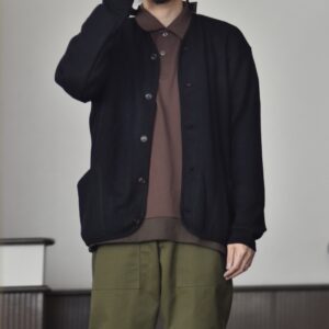 【Audience】ウールビッグワッフル ARMY カーディガン Black