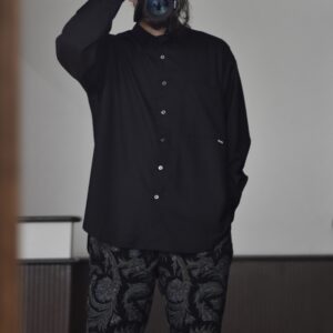 【amne】GABARDINE  classic shirts  Black